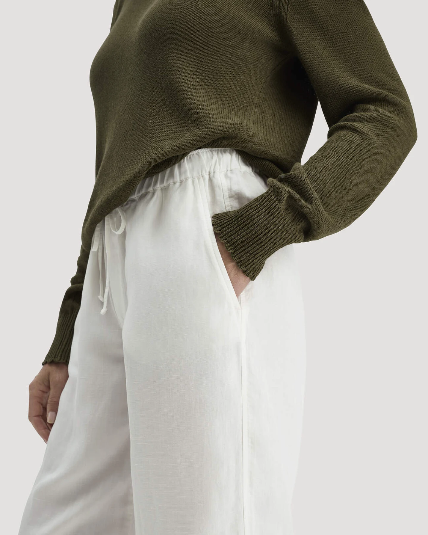 hessnatur Damen Hose Wide Leg aus TENCEL™ Lyocell mit Leinen - weiß - Größe 38 – Ansicht 3