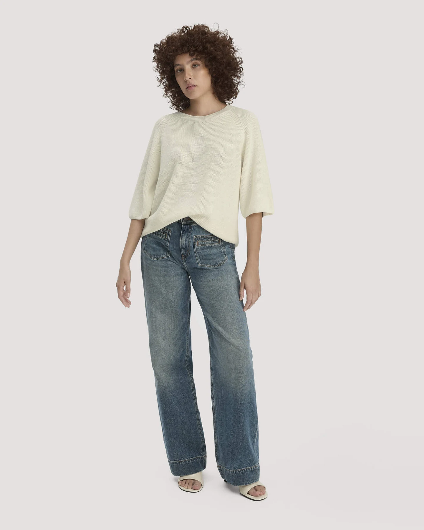 hessnatur Damen Strick Pullover Relaxed aus Bio-Baumwolle - beige - Größe XL – Ansicht 2