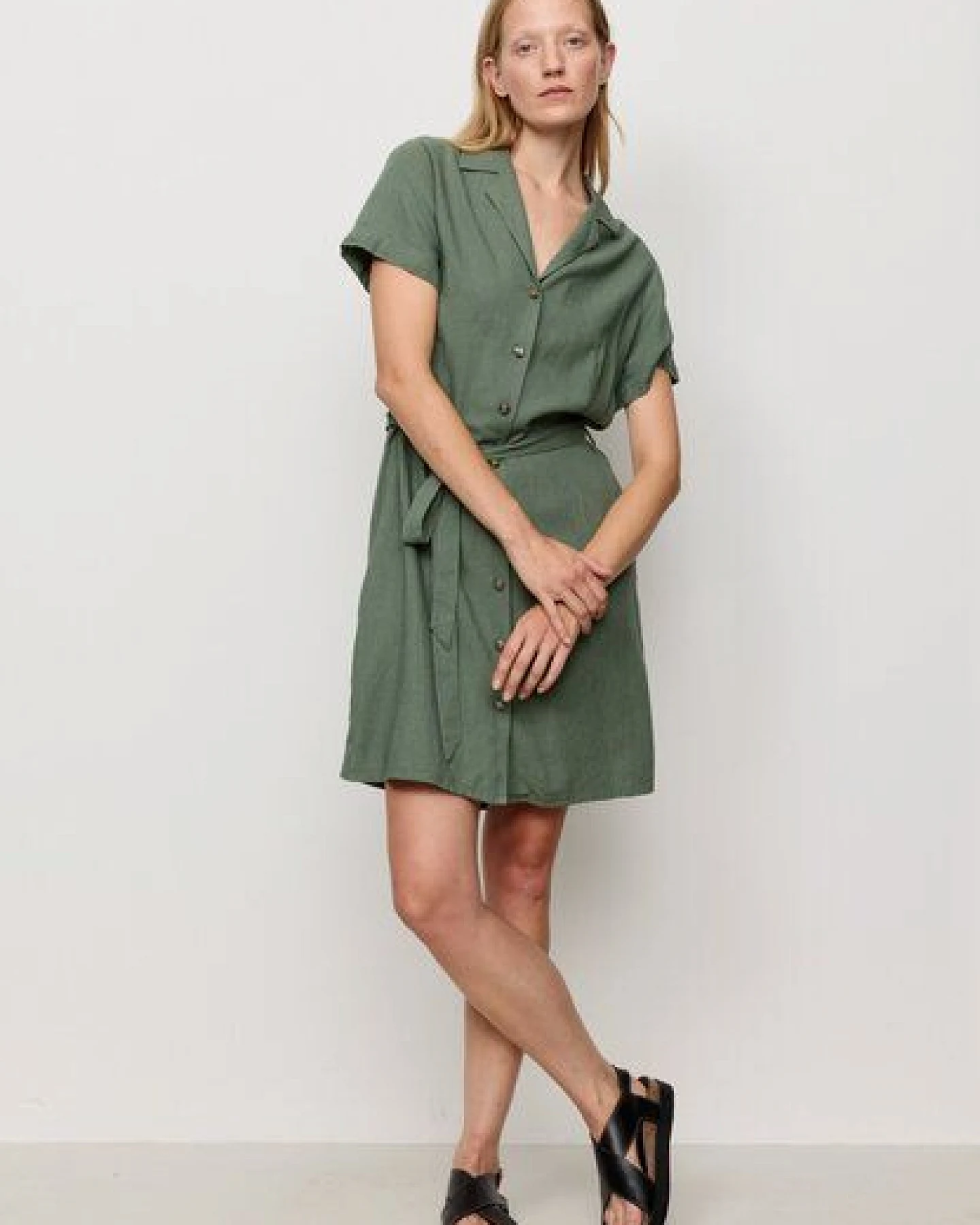 Damen Kleid aus Leinen und LENZING ECOVERO Viskose Mix - YUCCA - recolution – Ansicht 2