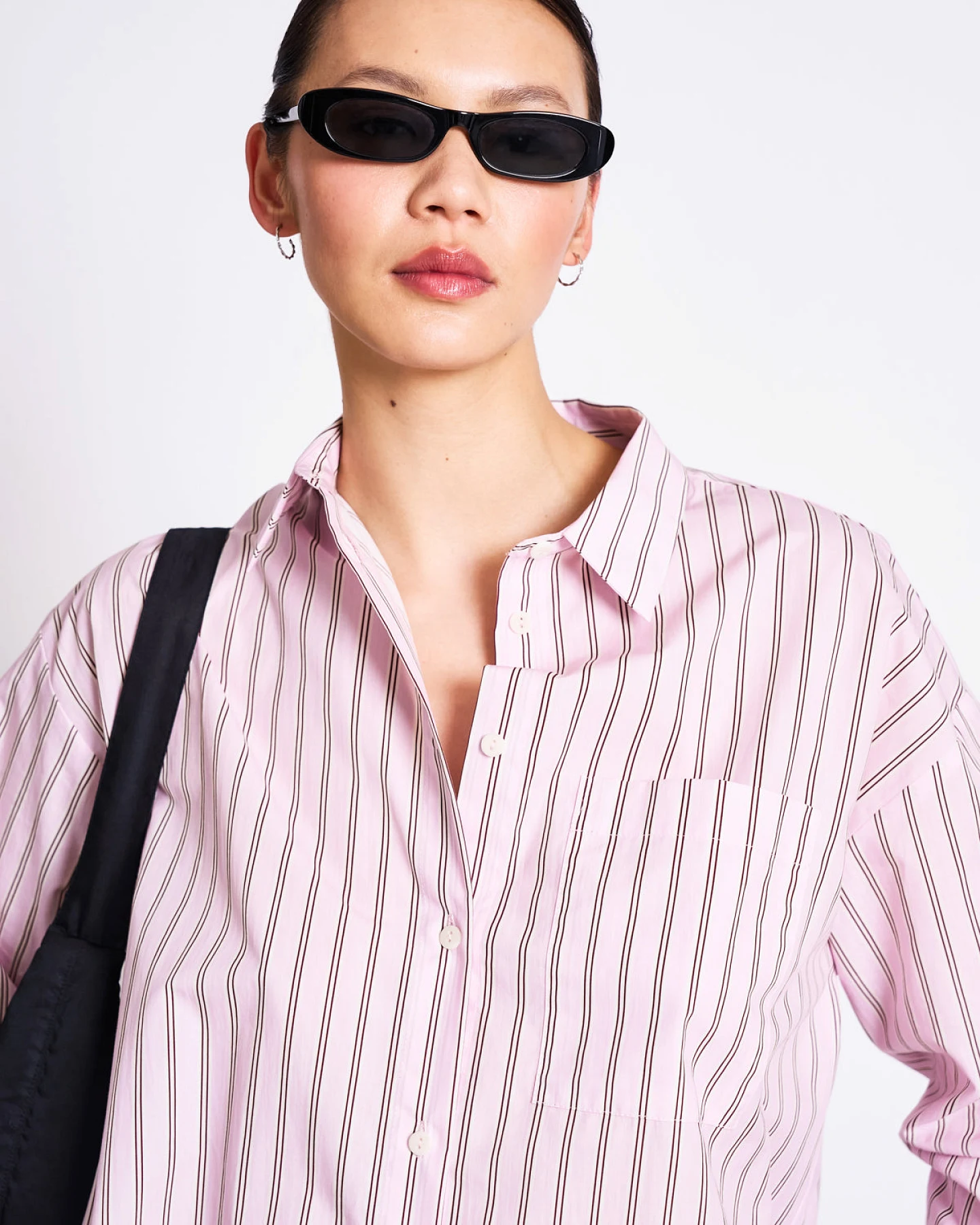 JAN 'N JUNE Damen vegan Hemd Oversized Mamro Hell Orchidee Gestreift – Ansicht 2