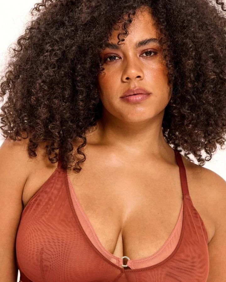 Understatement Damen vegan Bralette Aus Netzstoff Mit Doppeltem Dreieck Und Rost
