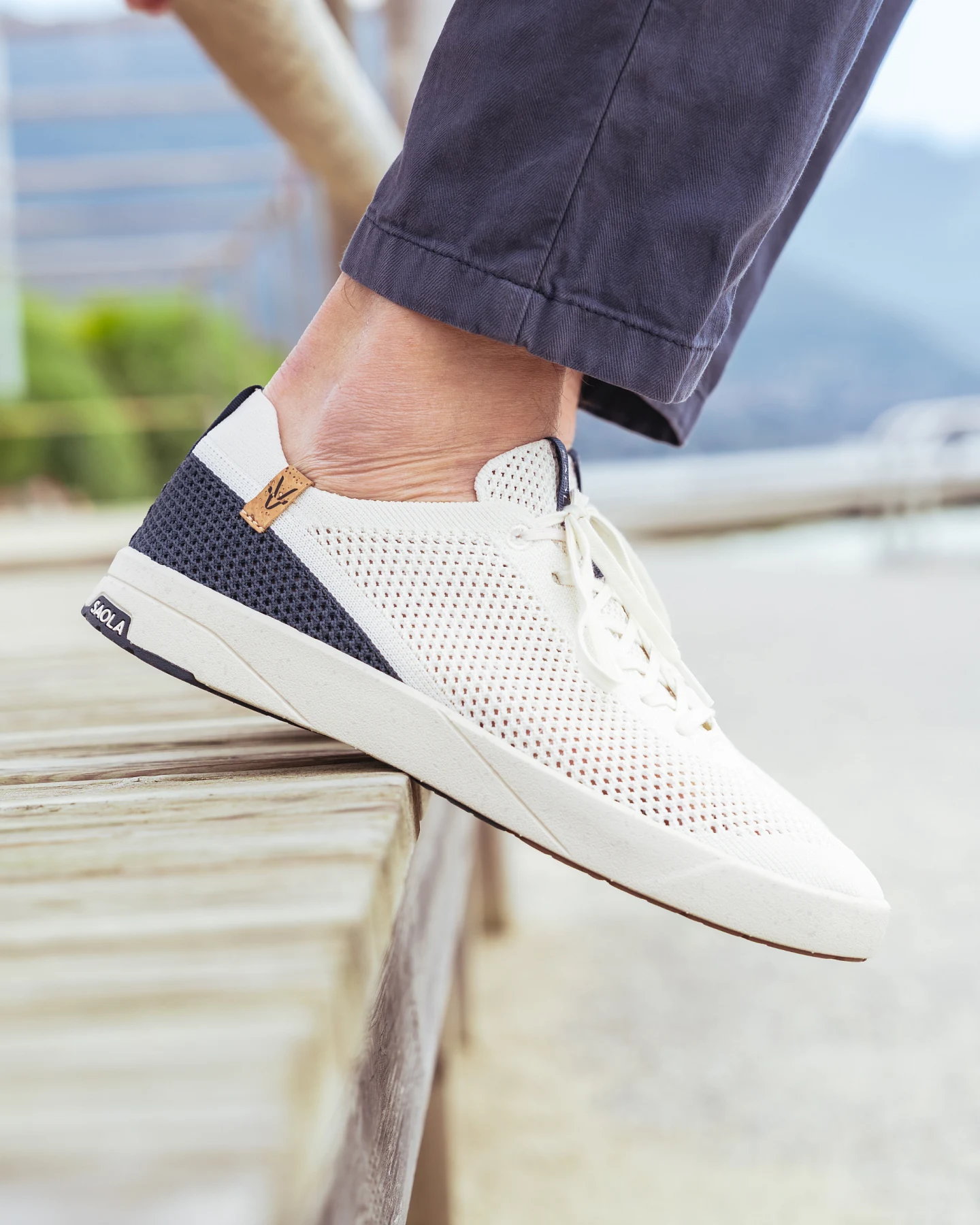 SAOLA Herren vegan Sneaker Herren Ezo Weiß Marine – Ansicht 2