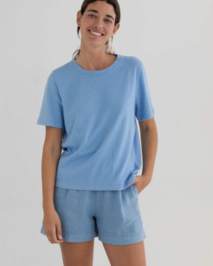 TWOTHIRDS Damen vegan Top Adele Denim Blue