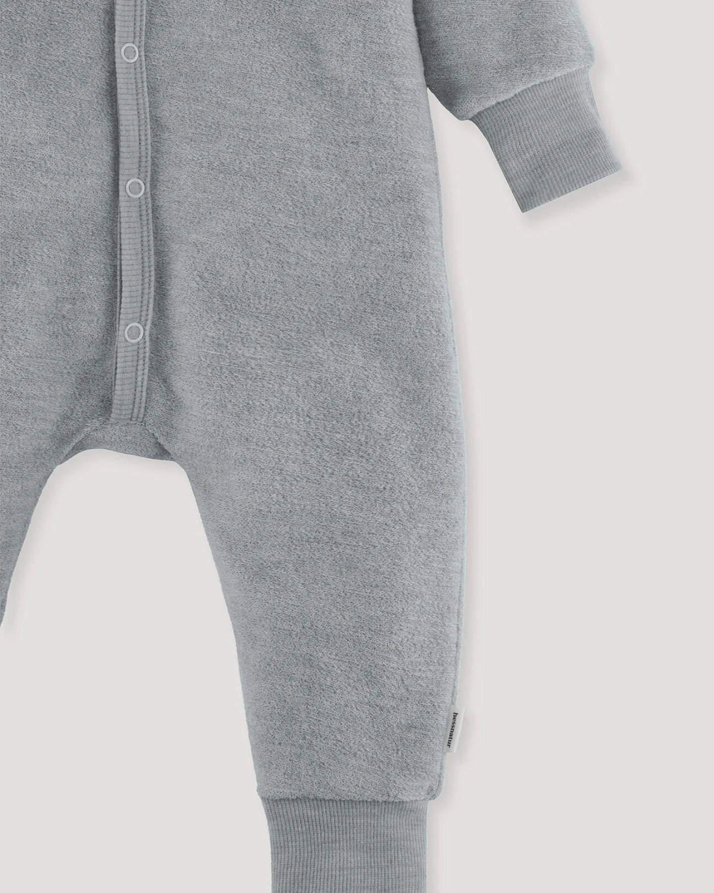 hessnatur Baby Wollfrottee Overall aus Bio-Merinowolle - blau - Größe 62/68 – Ansicht 3