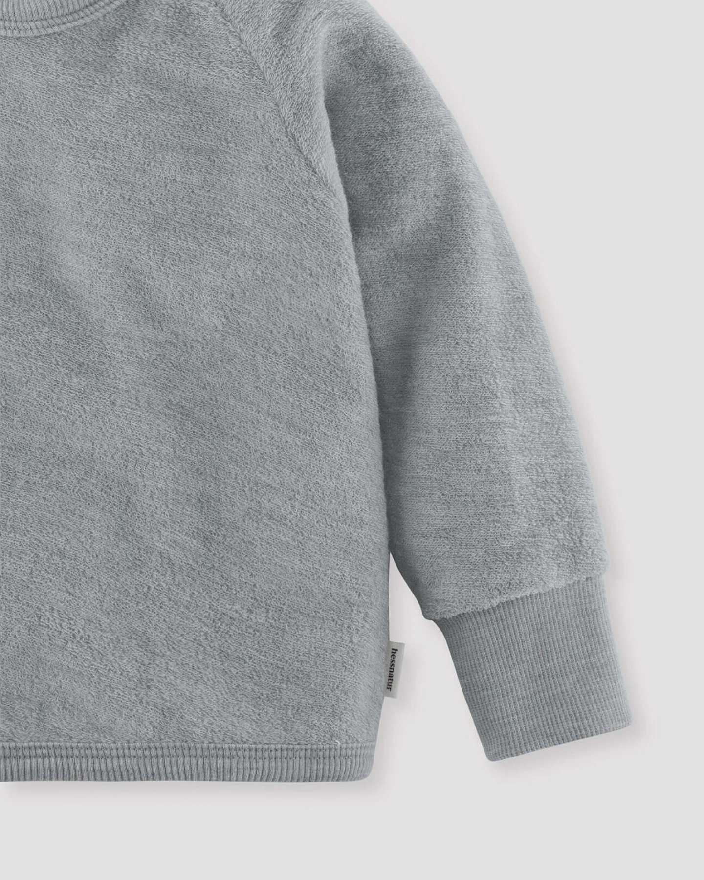 hessnatur Baby Wollfrottee Sweatshirt Raglan aus Bio-Merinowolle - blau - Größe 74/80 – Ansicht 3