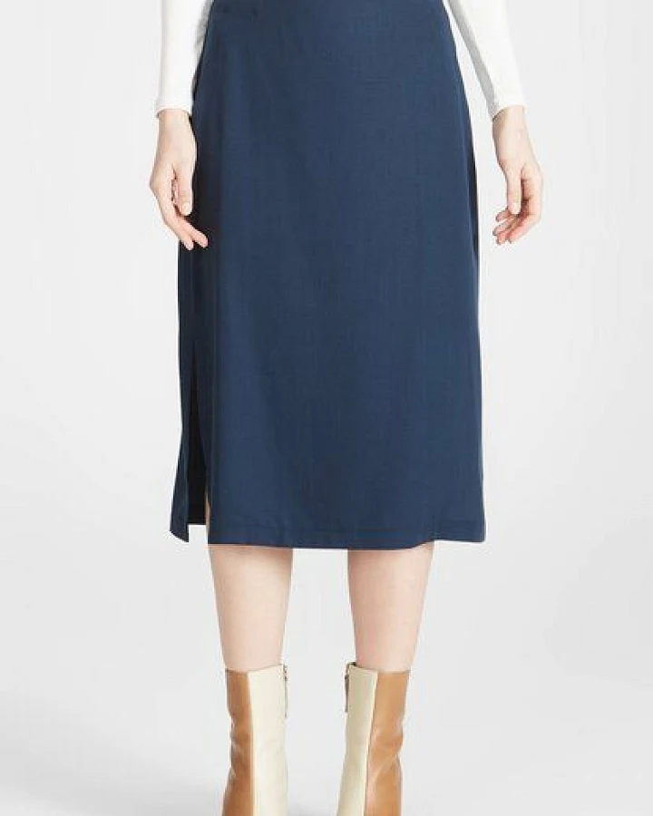 Givn Berlin Midirock VALENTINA aus TENCEL REFIBRA Lyocell - Midnight Blue (Refibra)