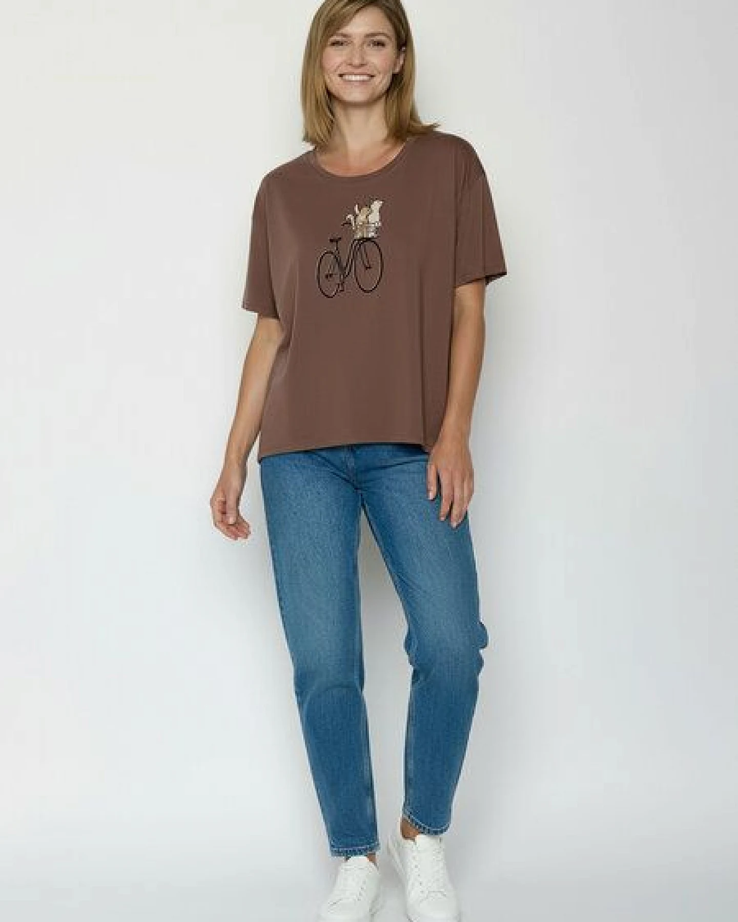 GREENBOMB Bike Cat Basket 2 Feel - Lässiges T-Shirt aus Bio-Baumwoll-Mix / hochwertiger Print / GOTS / Fair & Vegan – Ansicht 3