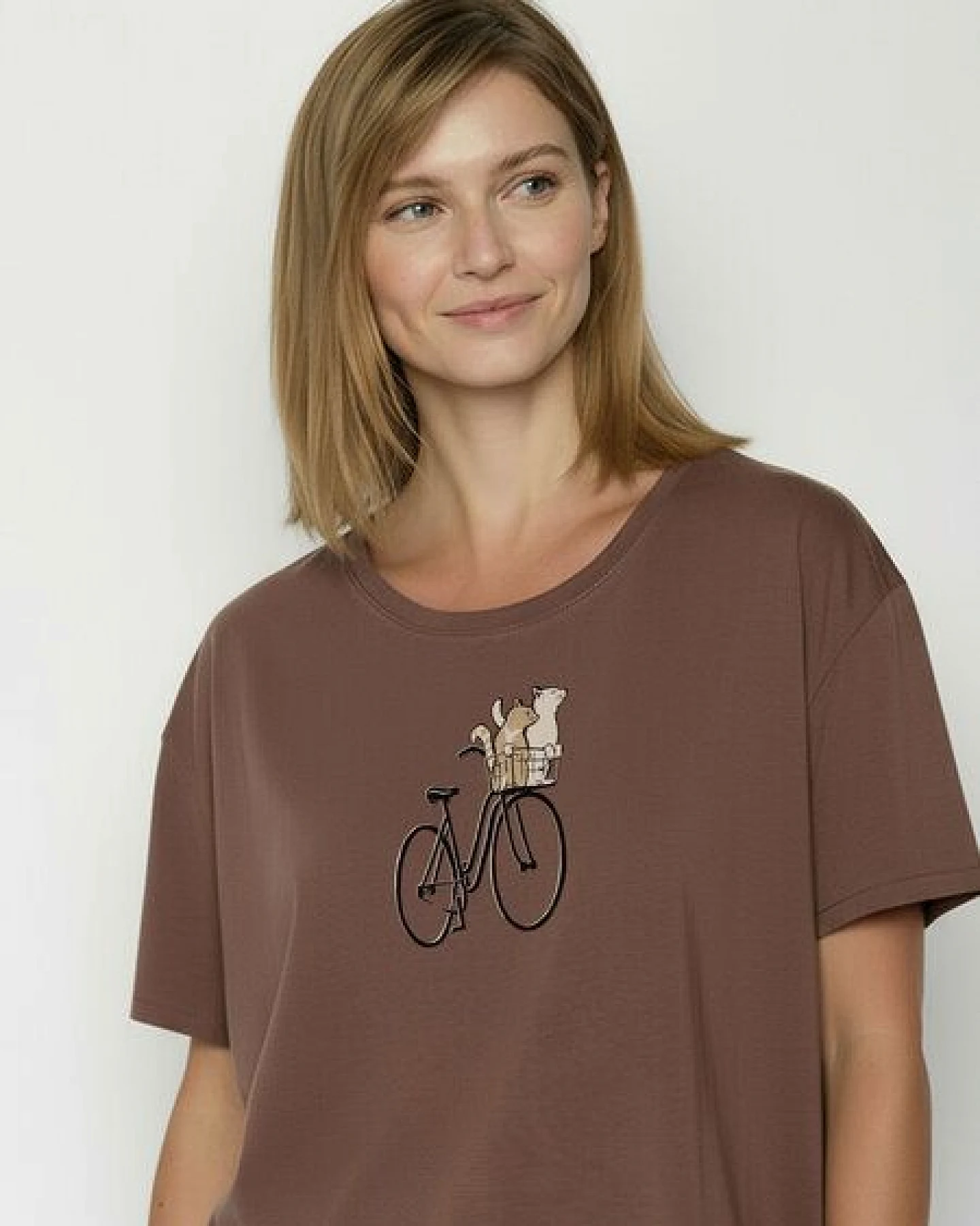 GREENBOMB Bike Cat Basket 2 Feel - Lässiges T-Shirt aus Bio-Baumwoll-Mix / hochwertiger Print / GOTS / Fair & Vegan – Ansicht 2