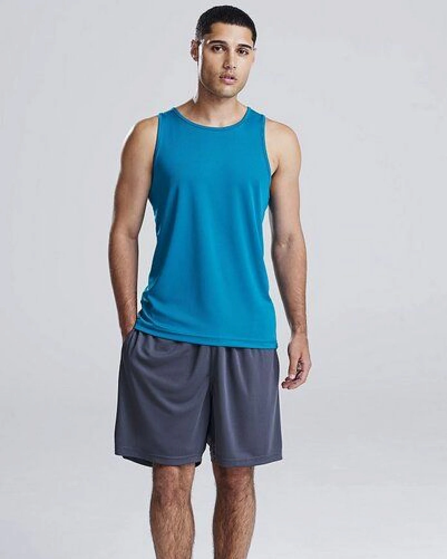 Just Cool Muskelshirt Unterhemd Sportshirt Ärmellos Shirt Recyceltes Polyester Atmungsaktiv Vegan Stretch Neonfarben – Ansicht 2