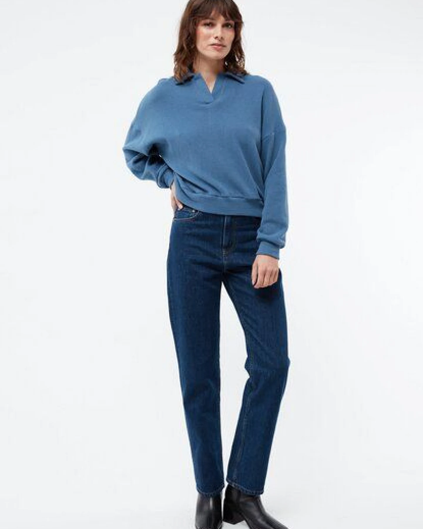 Givn Berlin Sweater GBRESA aus recycelter Baumwolle mit Kragen – Ansicht 2
