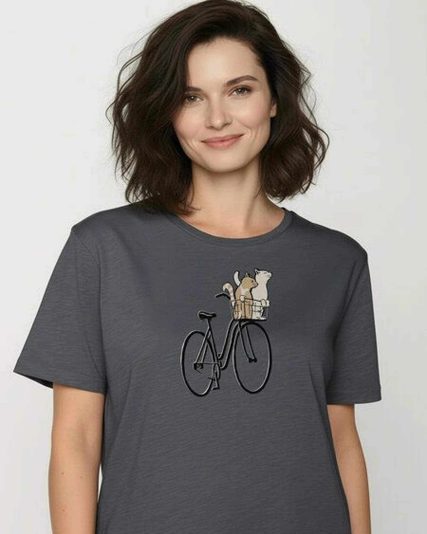 GREENBOMB Bike Cat Basket 2 Nova - Kastiges T-Shirt aus Bio-Baumwolle / hochwertiger Print / GOTS / Fair & Vegan – Ansicht 2