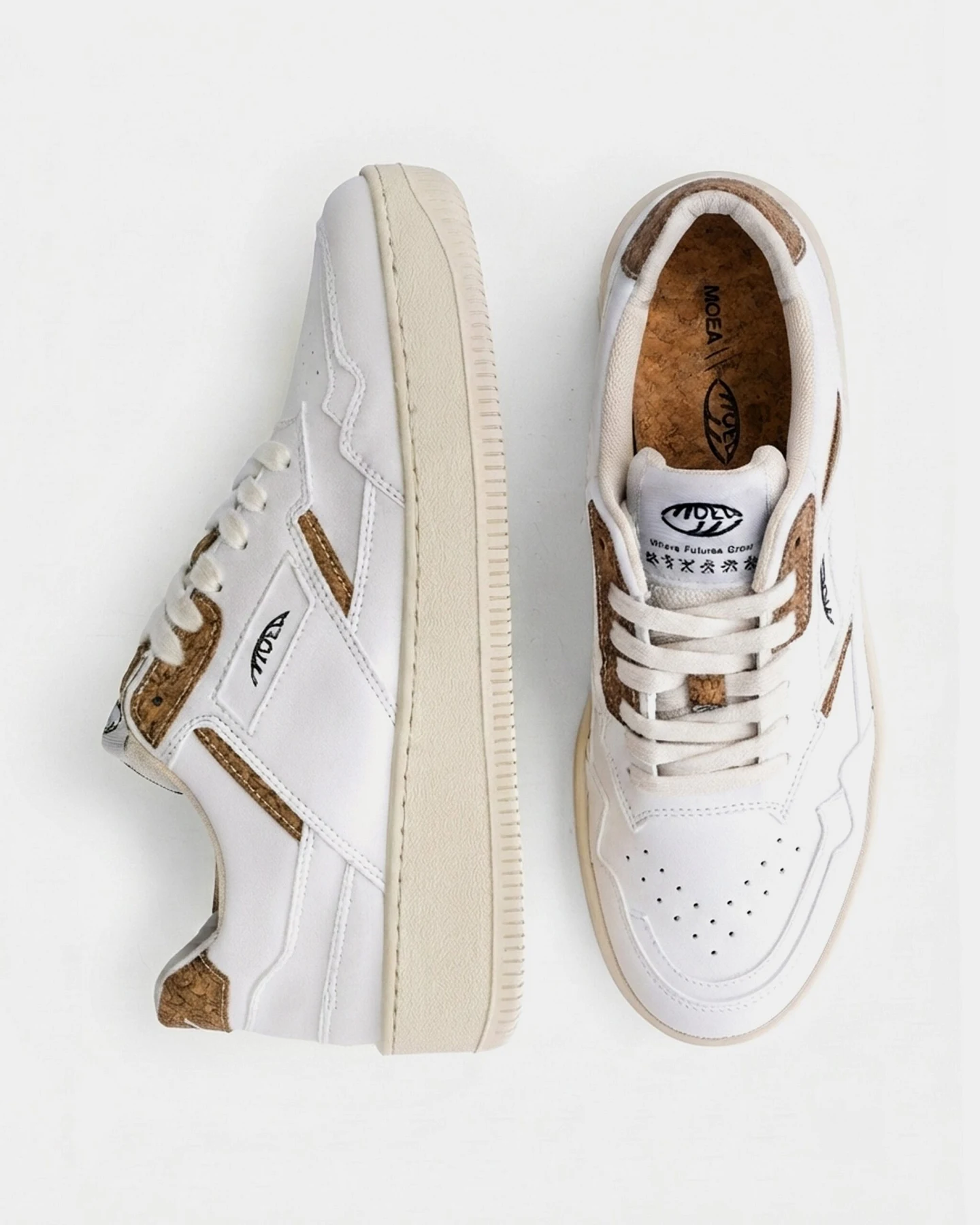 MoEa Herren vegan Sneaker Origin In Weiß Und Braun Mit Palmenmotiv – Ansicht 2