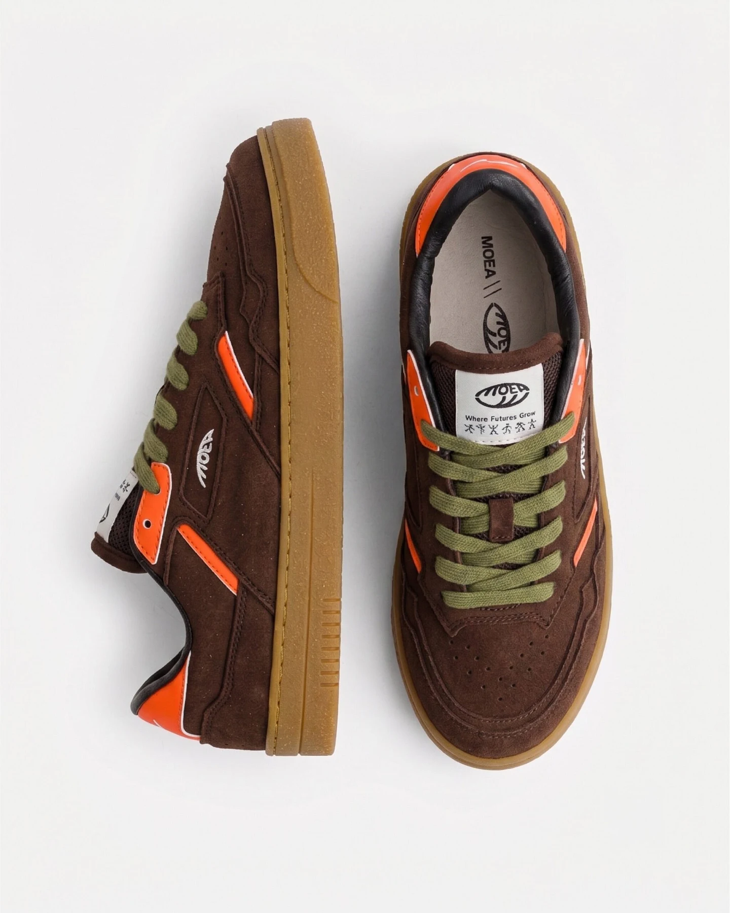 MoEa Herren vegan Sneakers Origin Low Braun/Orange Corn – Ansicht 2