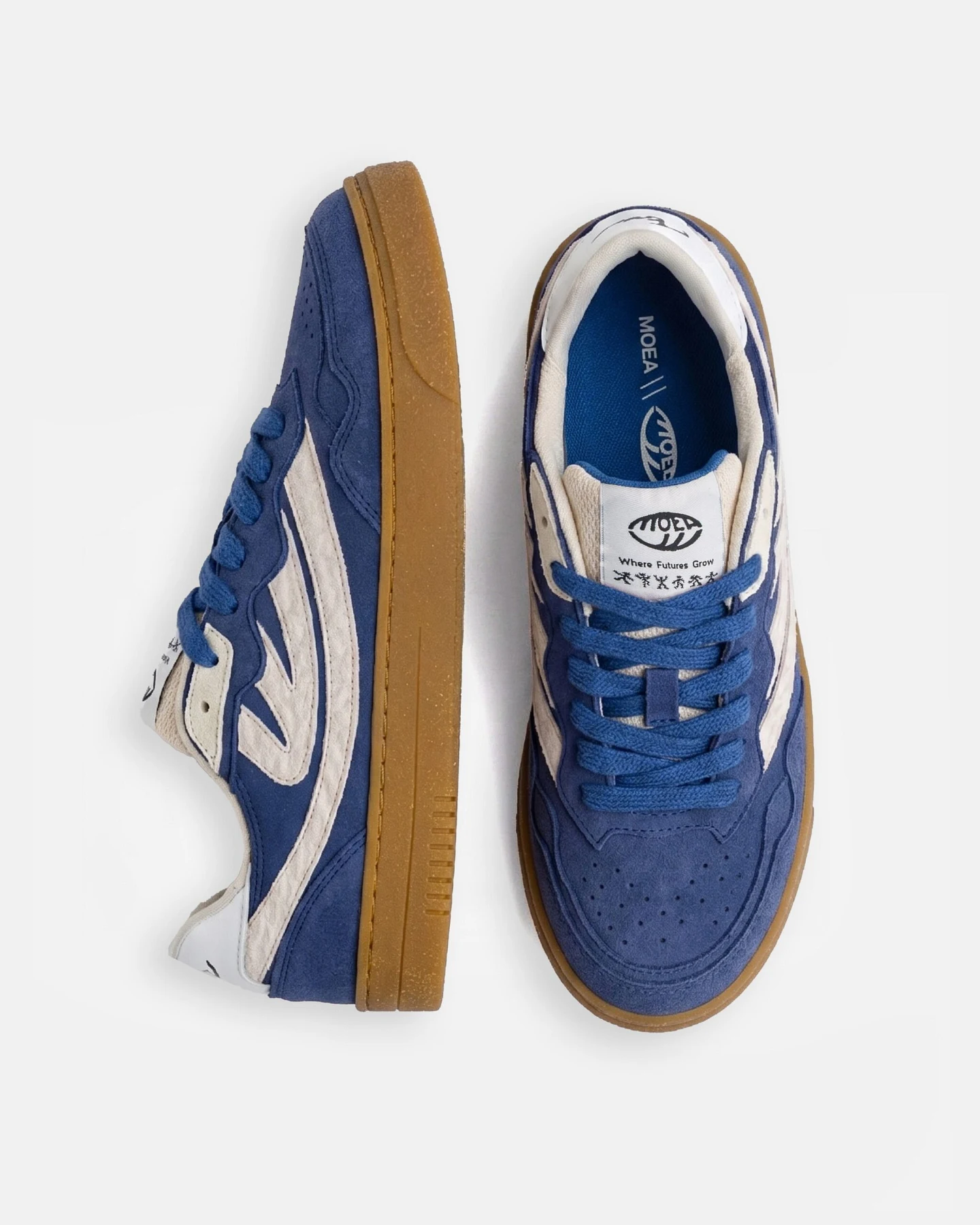MoEa Herren vegan Sneaker Veyron Low Blau/Creme-Pilz – Ansicht 2