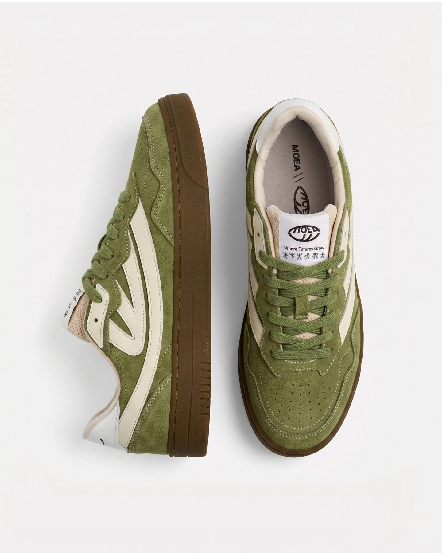 MoEa Herren vegan Sneaker Veyron Low Grün/Creme-Mais – Ansicht 2