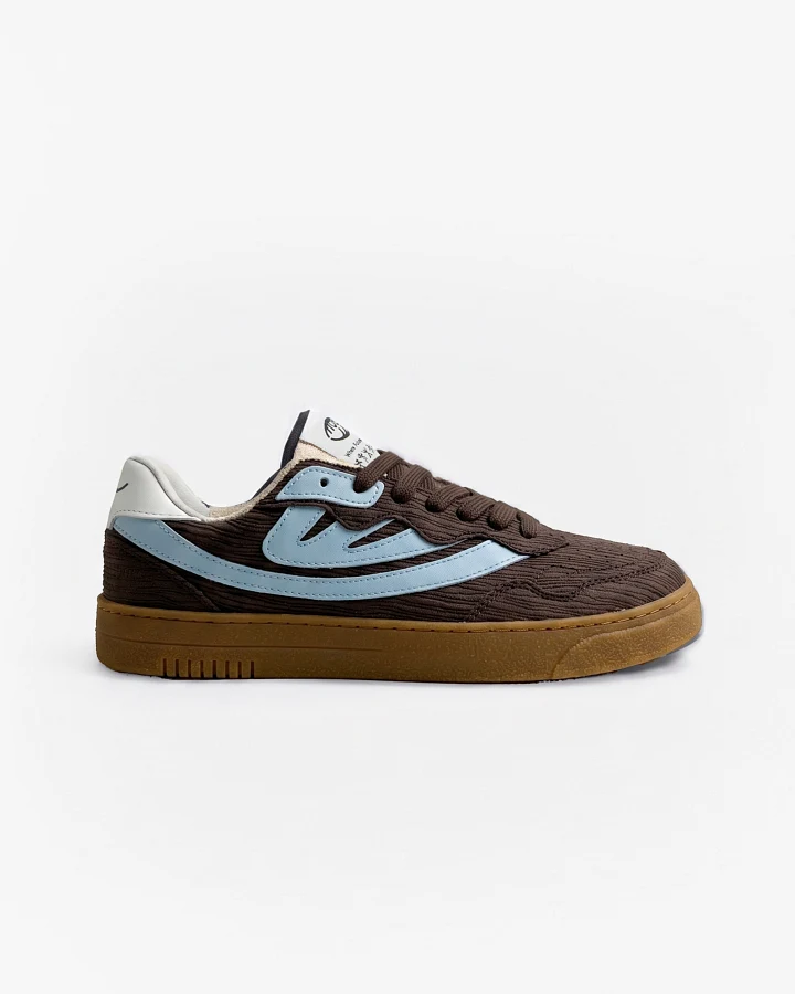 MoEa Herren vegan Sneaker Veyron Low Braun/Himmelblau Mushroom