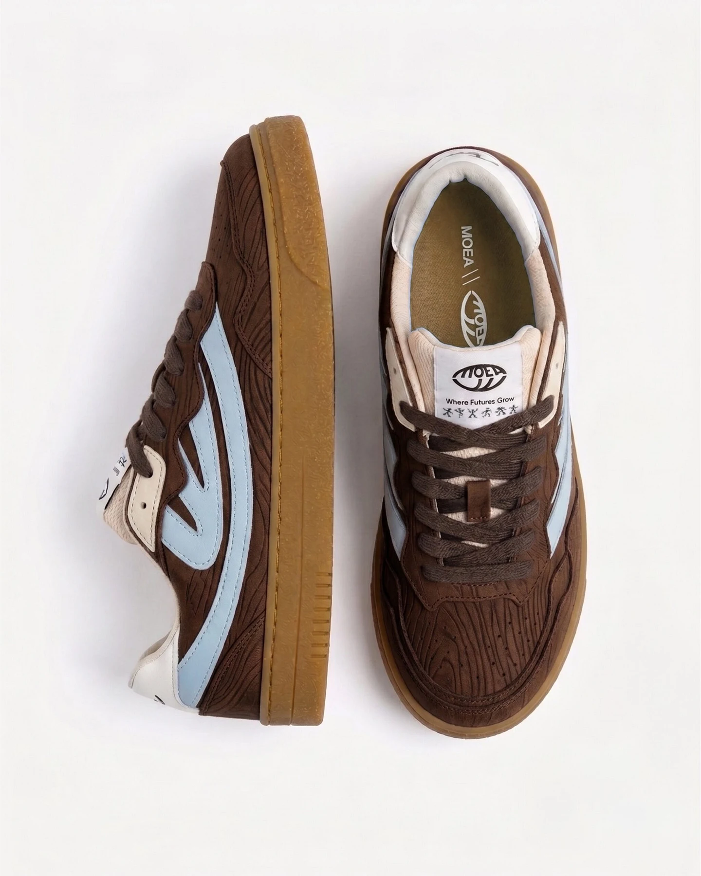 MoEa Herren vegan Sneaker Veyron Low Braun/Himmelblau Mushroom – Ansicht 2