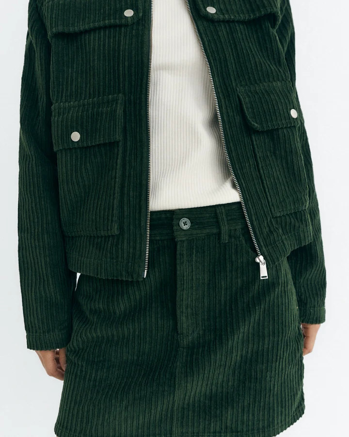 Thinking MU Damen vegan Rock Kimmy Aus Cord Flaschengrün