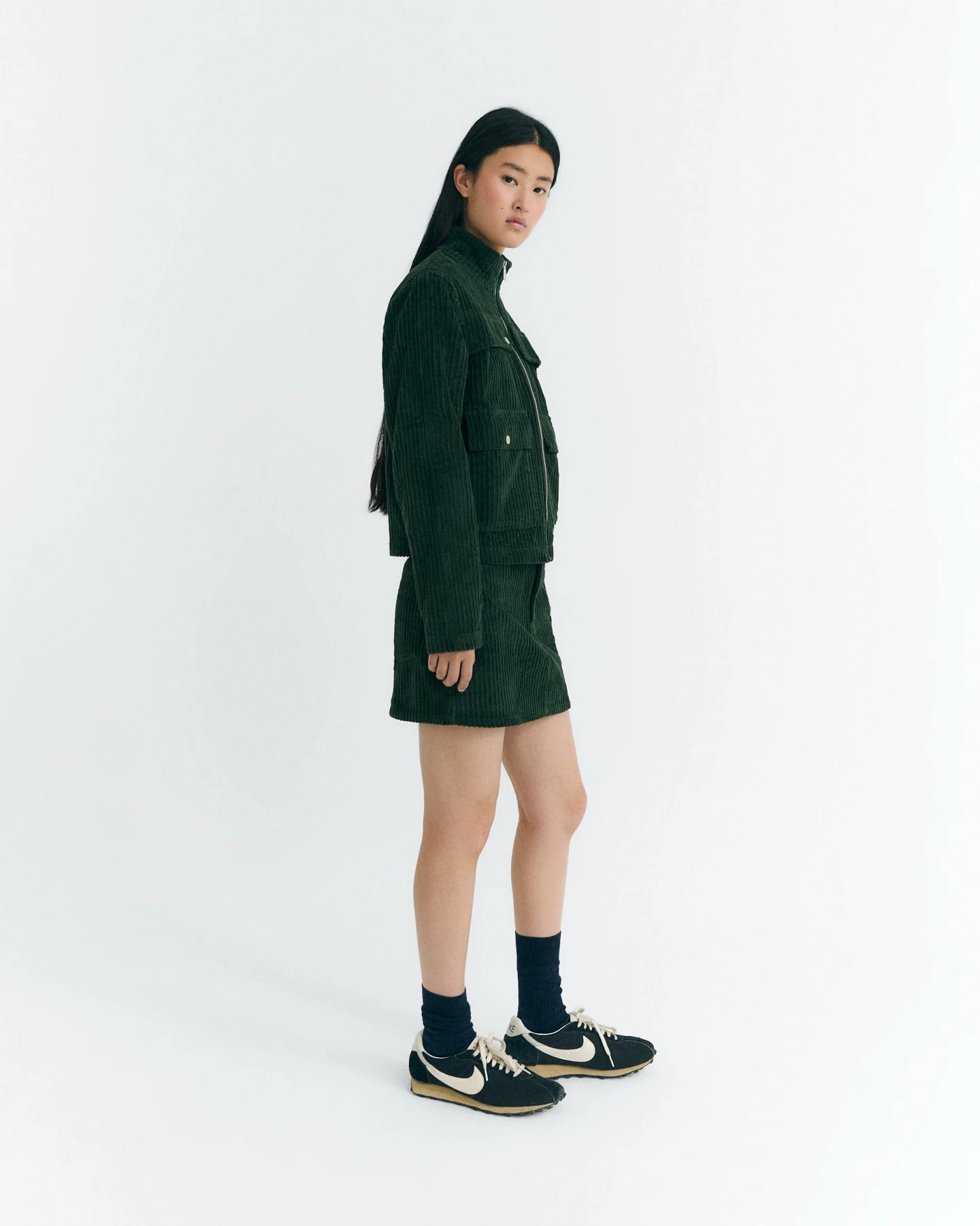 Thinking MU Damen vegan Rock Kimmy Aus Cord Flaschengrün – Ansicht 2