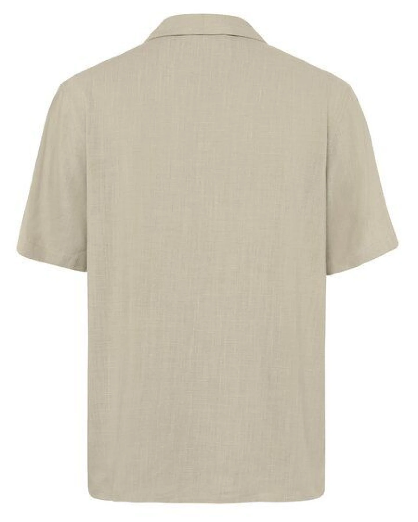 KnowledgeCotton Apparel Lockeres Kurzarmhemd MOSS aus Ecovero und Bio-Leinen – Ansicht 3