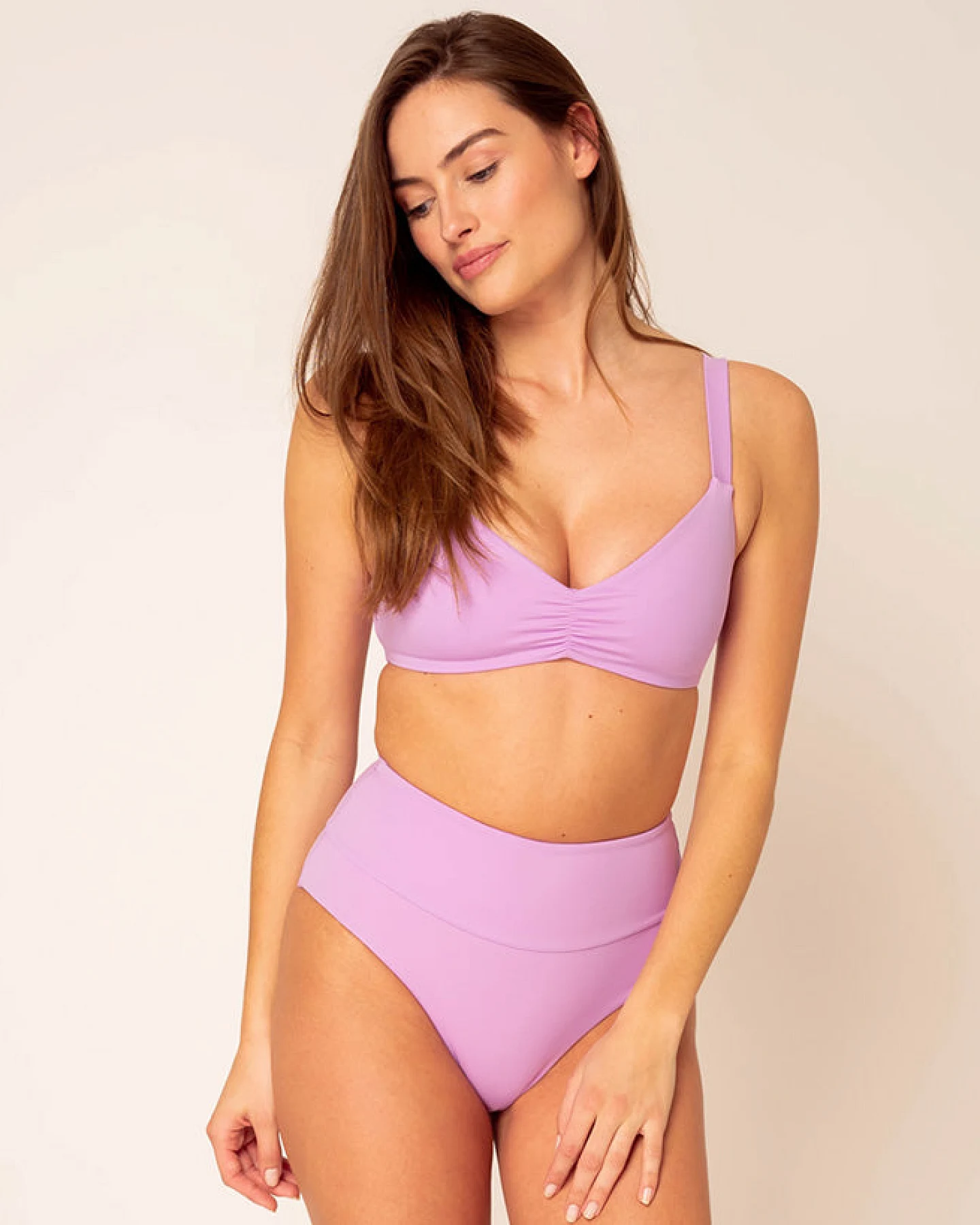 Woodlike Damen vegan Bikinioberteil Ruffle Lila – Ansicht 2