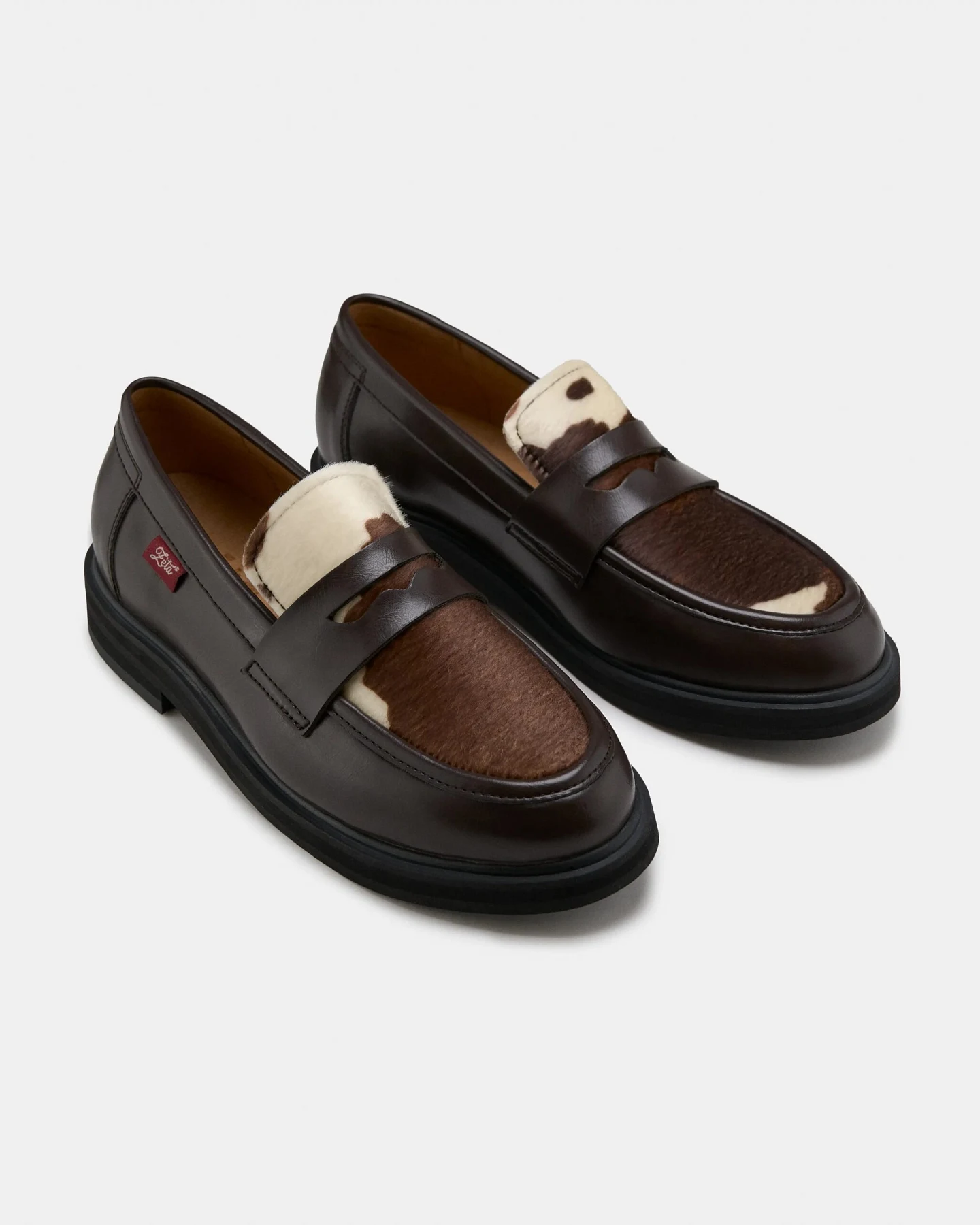 Zèta Herren vegan Loafers Unisex Douro Cow Print Braun/Weiß – Ansicht 2