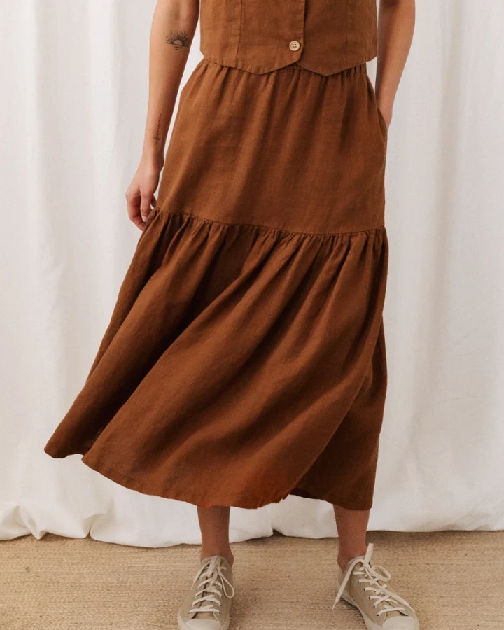 TWOTHIRDS Damen vegan Rock Lehman Umber Braun