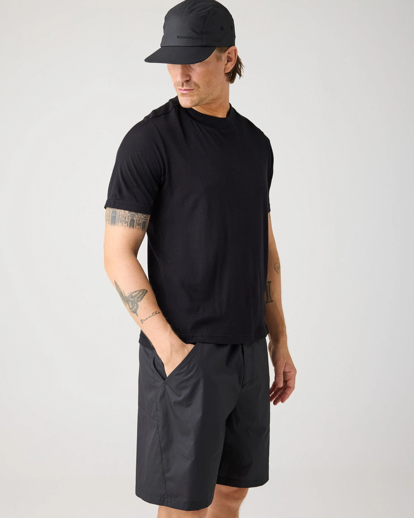 KnowledgeCotton Apparel Herren vegan Shorts Storm Relaxed Vent Ripstop 90 Black Jet – Ansicht 2
