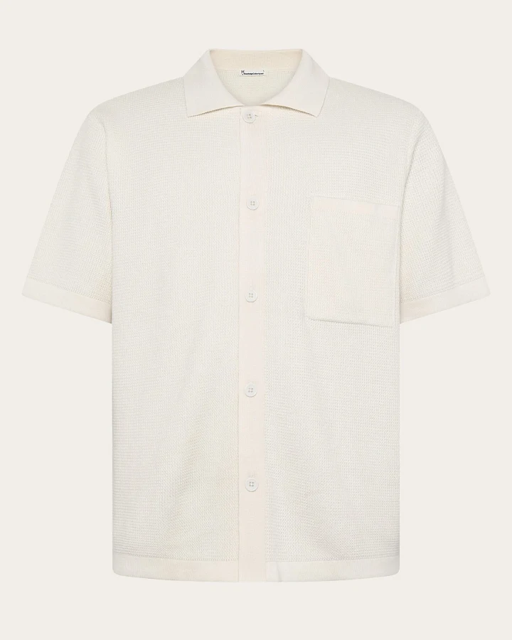 KnowledgeCotton Apparel Herren vegan Shirt Herren Regular Knit Egret Weiß