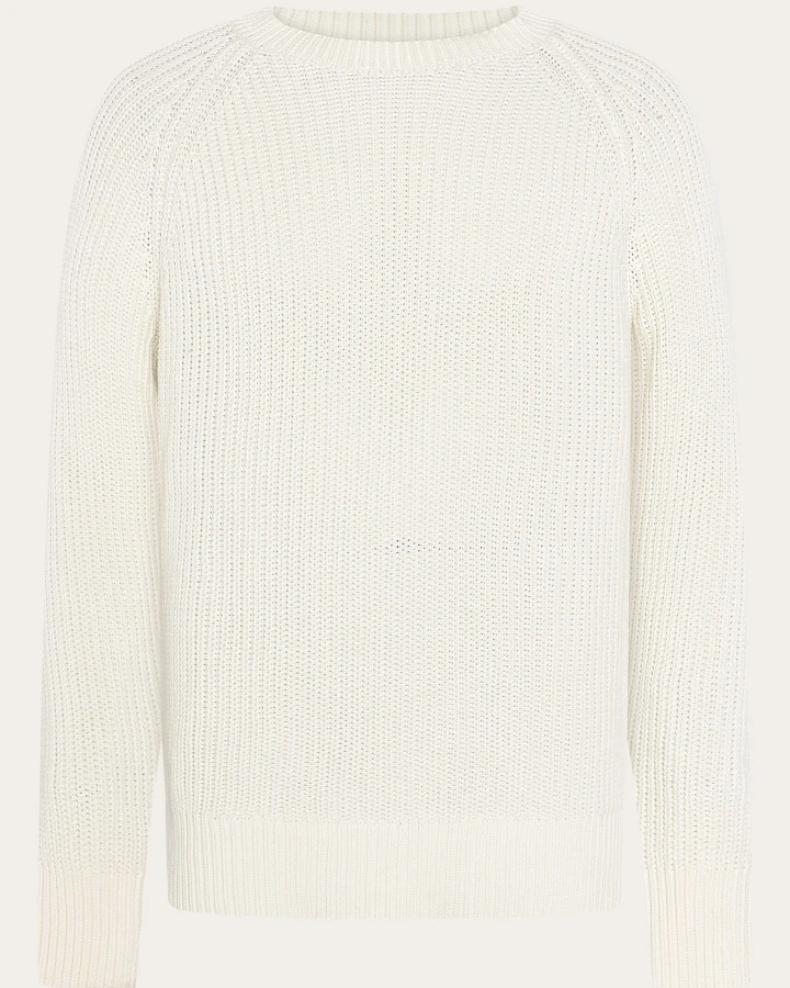 KnowledgeCotton Apparel Herren vegan Strickpullover Herren Raglan Reiher Weiß
