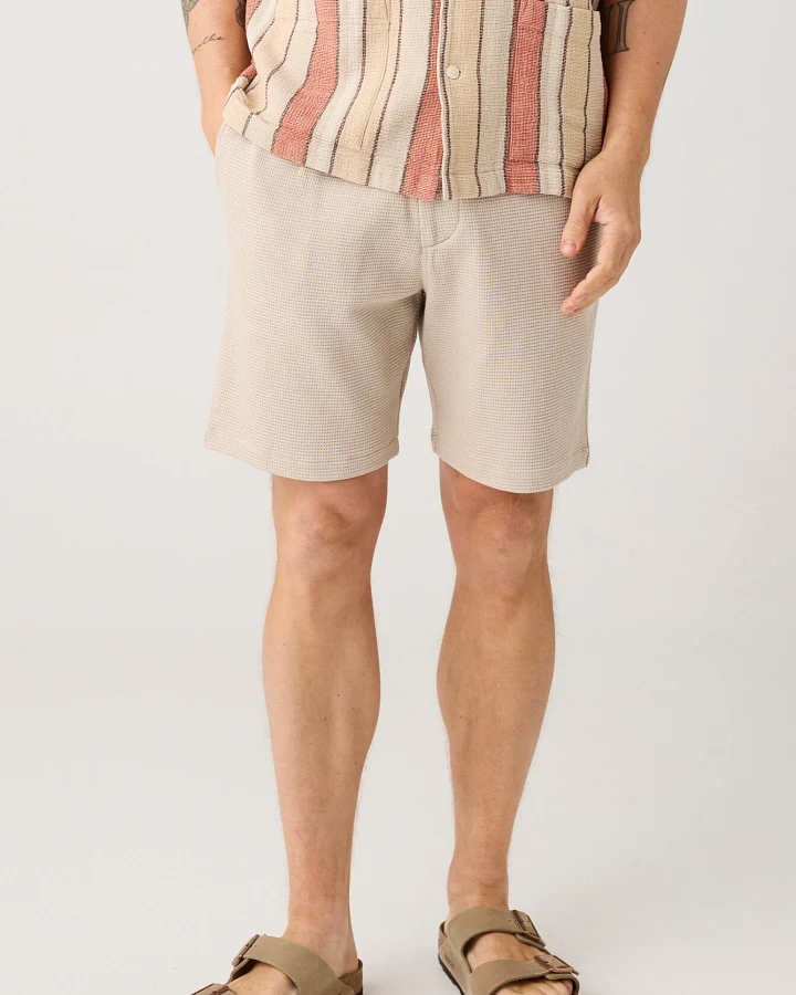 KnowledgeCotton Apparel Herren vegan Shorts Ash Comfort Waffle Light Feather Gray