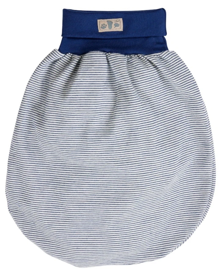 Lilano Baby Strampelsack Wolle Seide marine-geringelt Gr.1, für die ersten 6 Lebensmonate