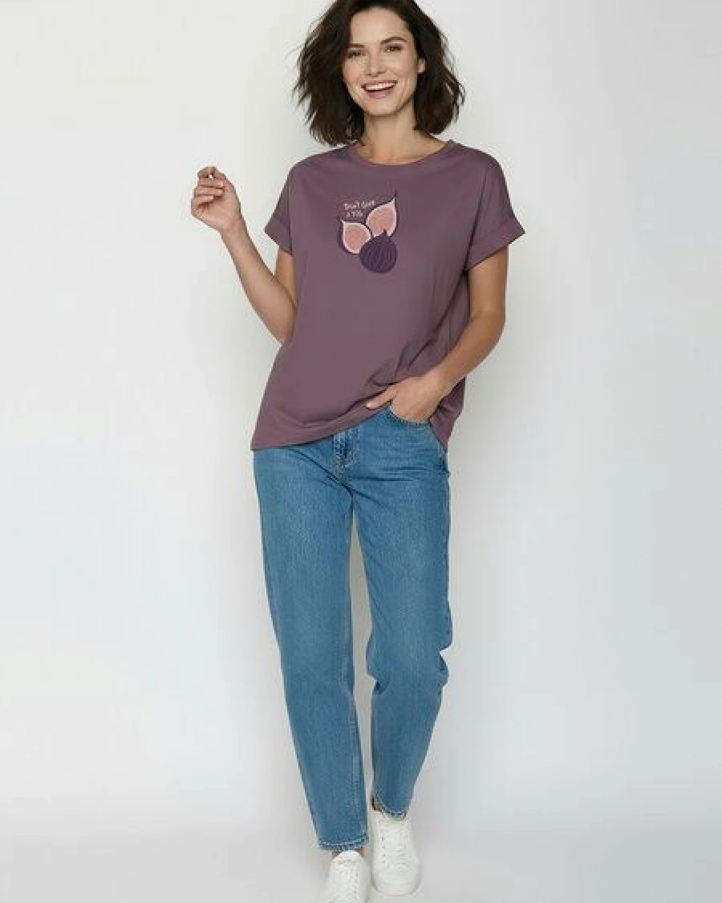 GREENBOMB Fig Loony - Sportliches T-Shirt aus Bio-Baumwolle mit Rollup Sleeve / hochwertiger Print / GOTS / Fair & Vegan – Ansicht 3