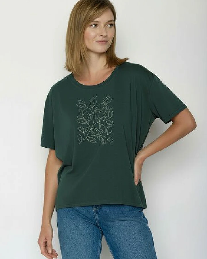 GREENBOMB Leafline Feel - Lässiges T-Shirt aus Bio-Baumwoll-Mix / hochwertiger Print / GOTS / Fair & Vegan