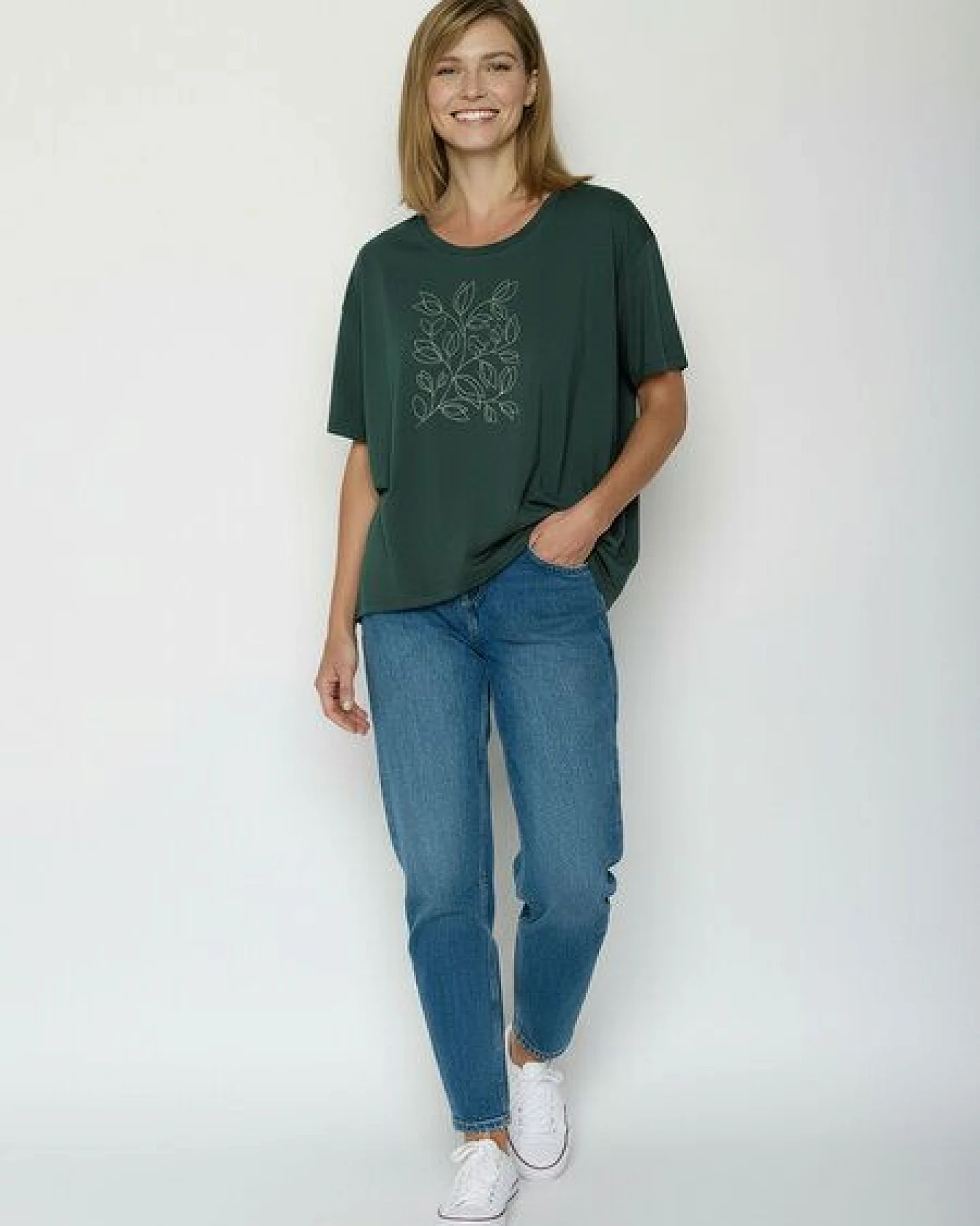 GREENBOMB Leafline Feel - Lässiges T-Shirt aus Bio-Baumwoll-Mix / hochwertiger Print / GOTS / Fair & Vegan – Ansicht 3