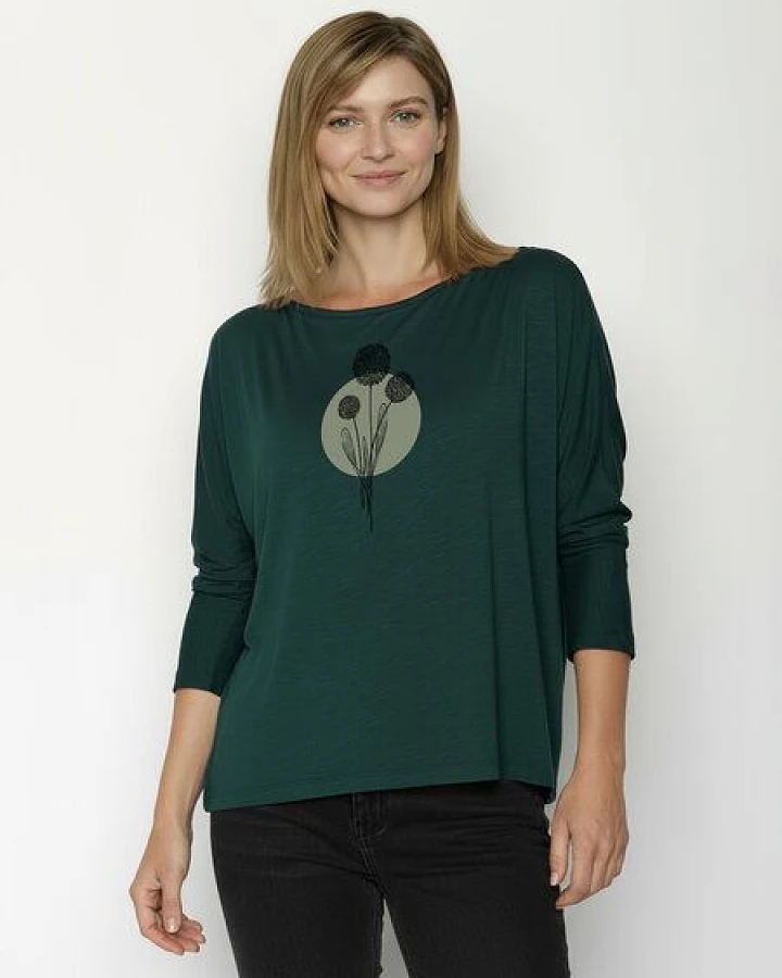 GREENBOMB Nature Allium Simper - Gemütliches Longsleeve aus Viskose (LENZING ECOVERO) Mix / hochwertiger Print / Fair & Vegan