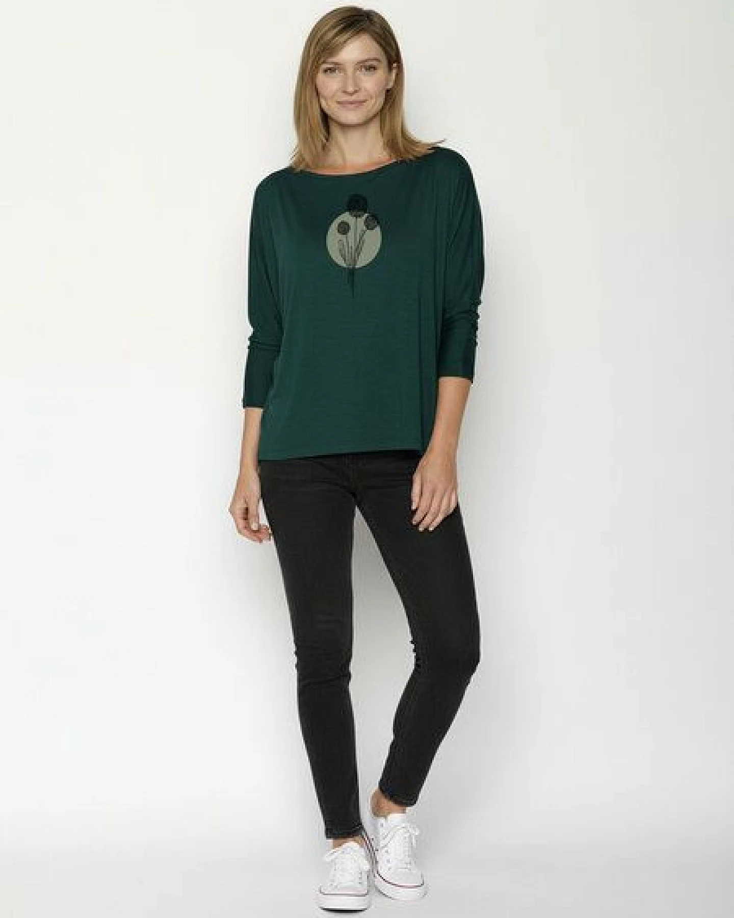 GREENBOMB Nature Allium Simper - Gemütliches Longsleeve aus Viskose (LENZING ECOVERO) Mix / hochwertiger Print / Fair & Vegan – Ansicht 3