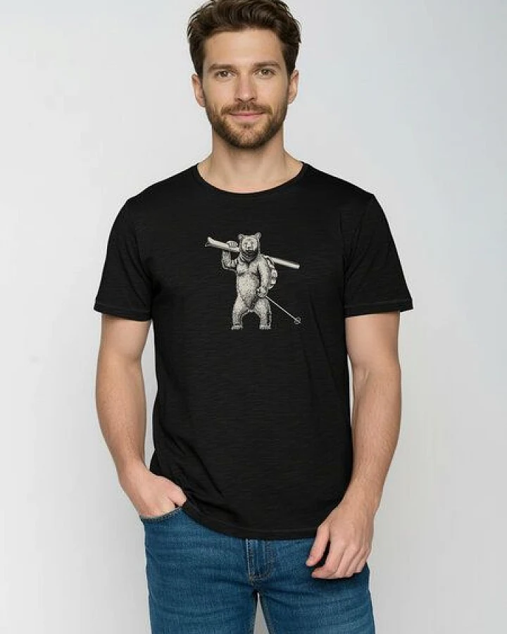 GREENBOMB Ski Bear Spice - Sportliches T-Shirt aus Bio-Baumwolle / hochwertiger Print / GOTS / Fair & Vegan