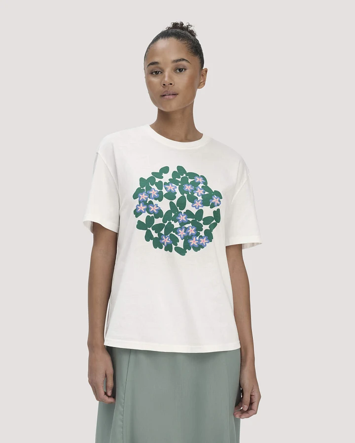 hessnatur Damen Print T-Shirt Oversize LIV LEE aus Bio-Baumwolle - grün - Größe L
