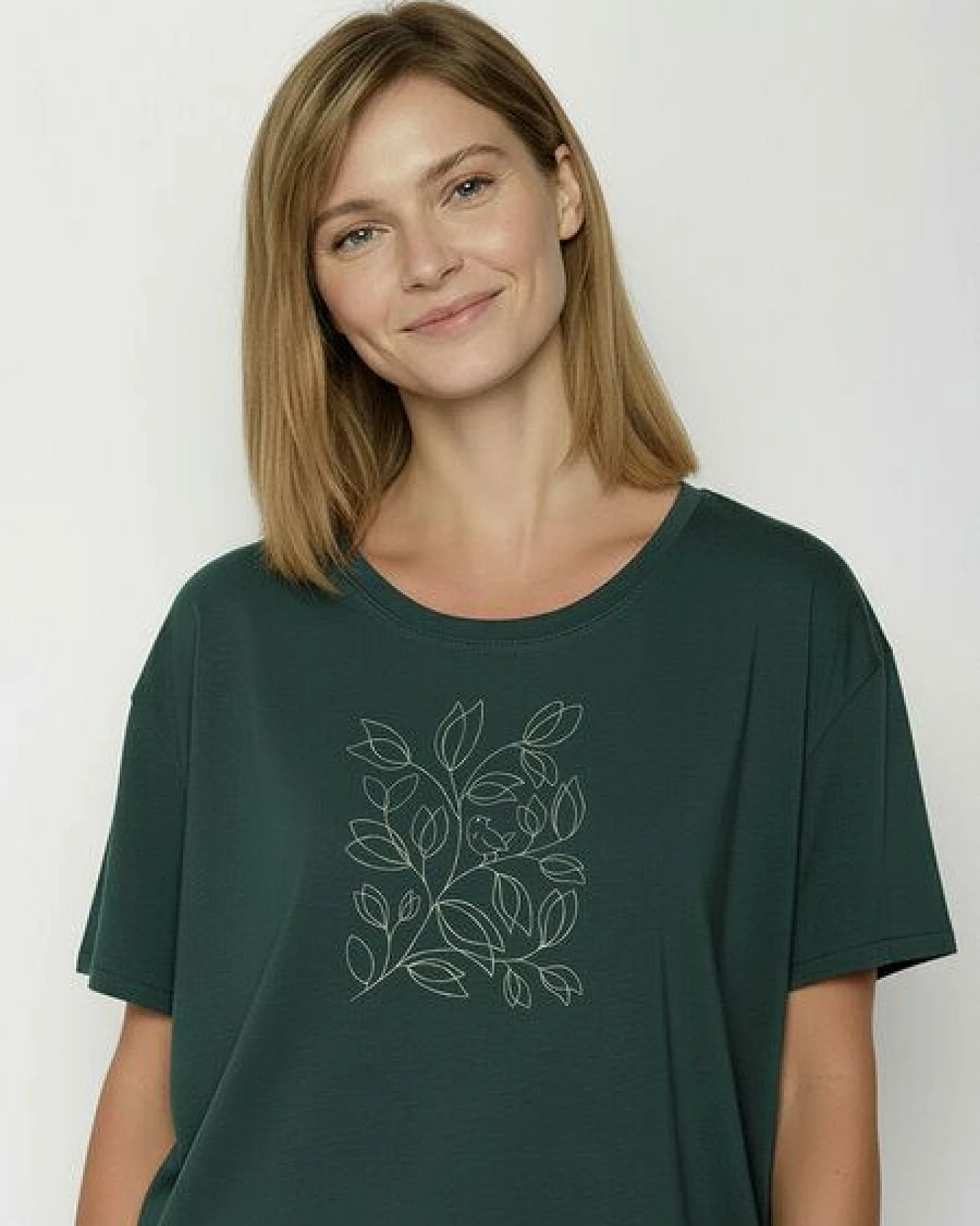 GREENBOMB Leafline Feel - Lässiges T-Shirt aus Bio-Baumwoll-Mix / hochwertiger Print / GOTS / Fair & Vegan – Ansicht 2
