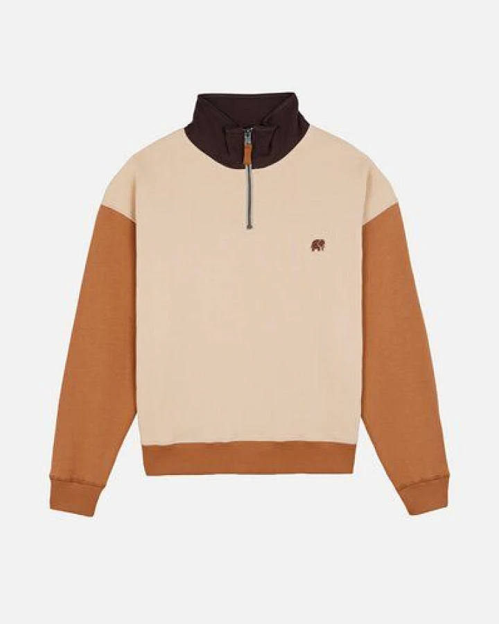 Trendsplant Women's Color Block Quarter Zip Sweatshirt Gray Sand