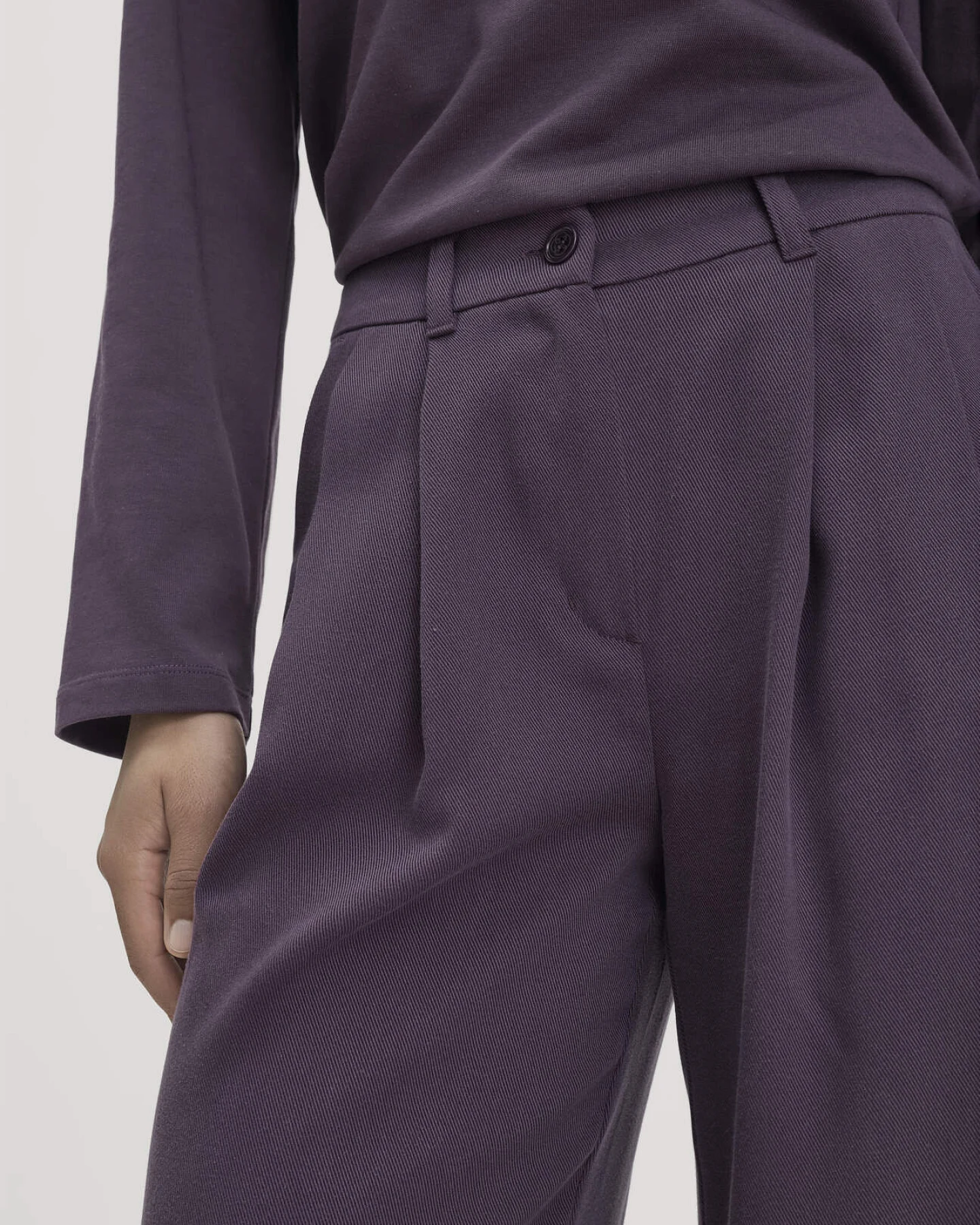 hessnatur Damen Twill-Hose Wide Leg aus TENCEL™ Lyocell - lila - Größe 40 – Ansicht 3