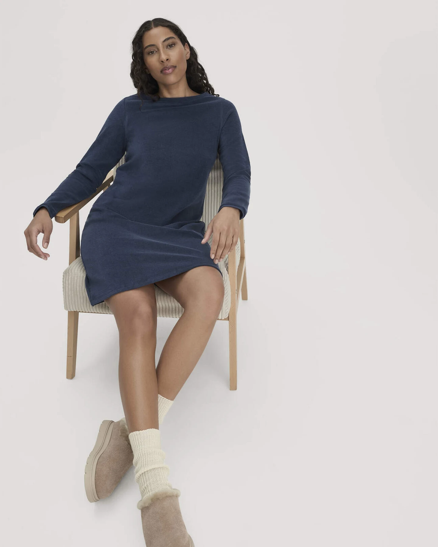hessnatur Damen Frottee Nachthemd PURE COTTON aus Bio-Baumwolle - blau - Größe 36 – Ansicht 2