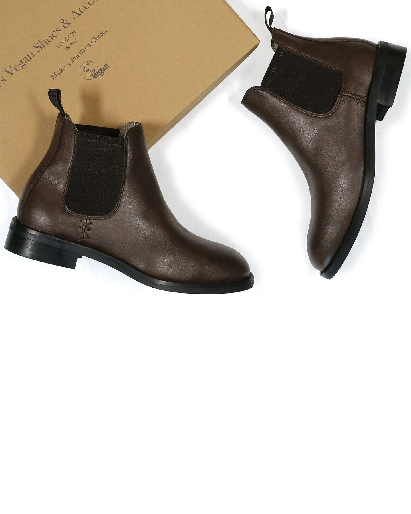 Will's Vegan Store Herren vegan Chelsea Boots Dunkelbraun – Ansicht 2