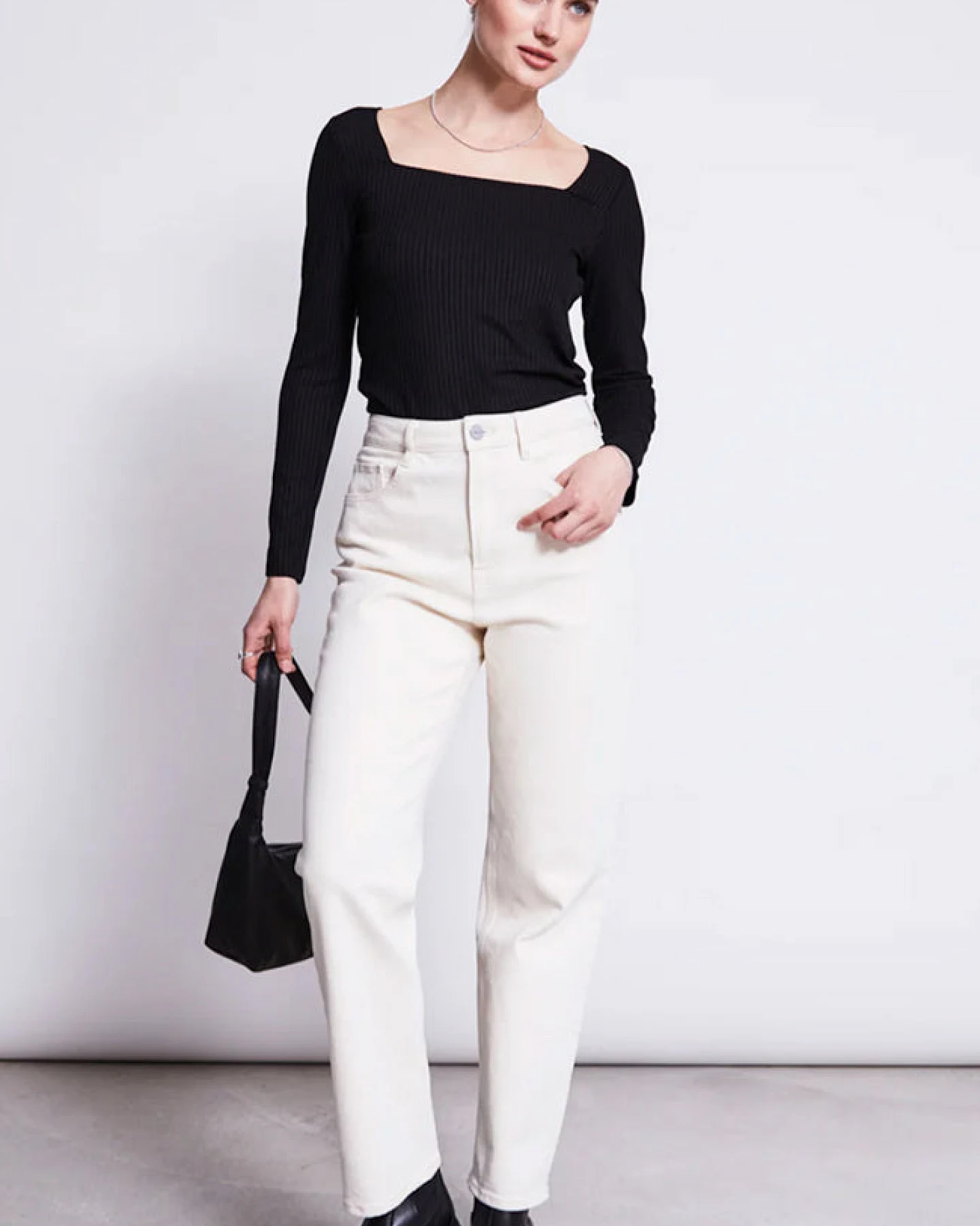 JAN N JUNE Damen vegan Top Fria Schwarz – Ansicht 2