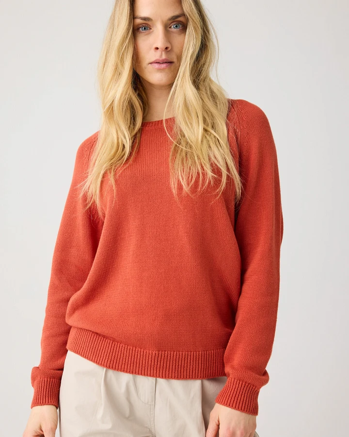 KnowledgeCotton Apparel Damen vegan Pullover Rundhalsausschnitt Burnt Brick