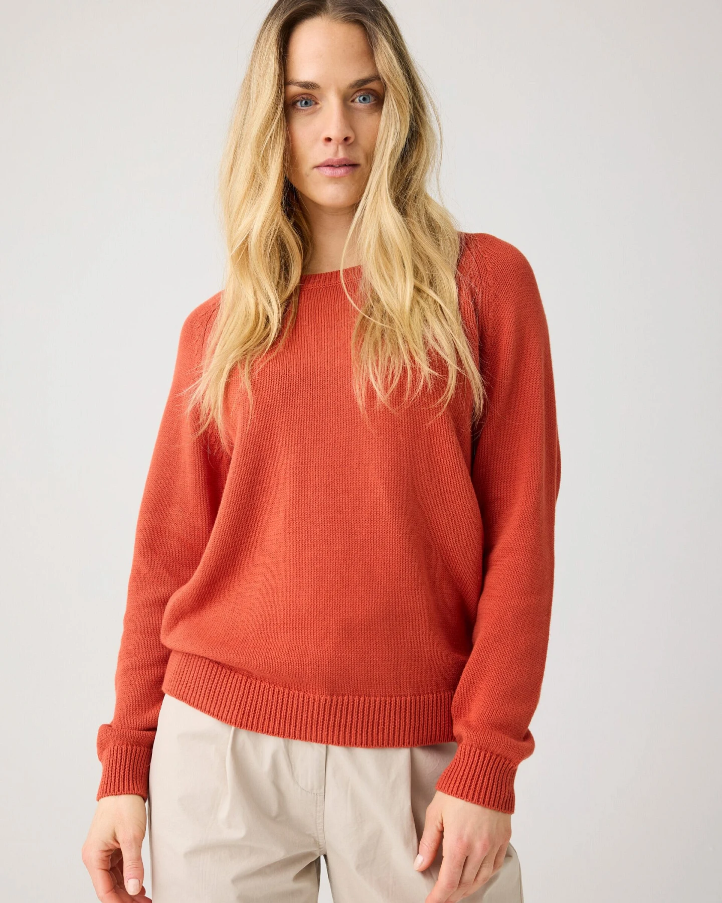 KnowledgeCotton Apparel Damen vegan Pullover Rundhalsausschnitt Burnt Brick – Ansicht 2