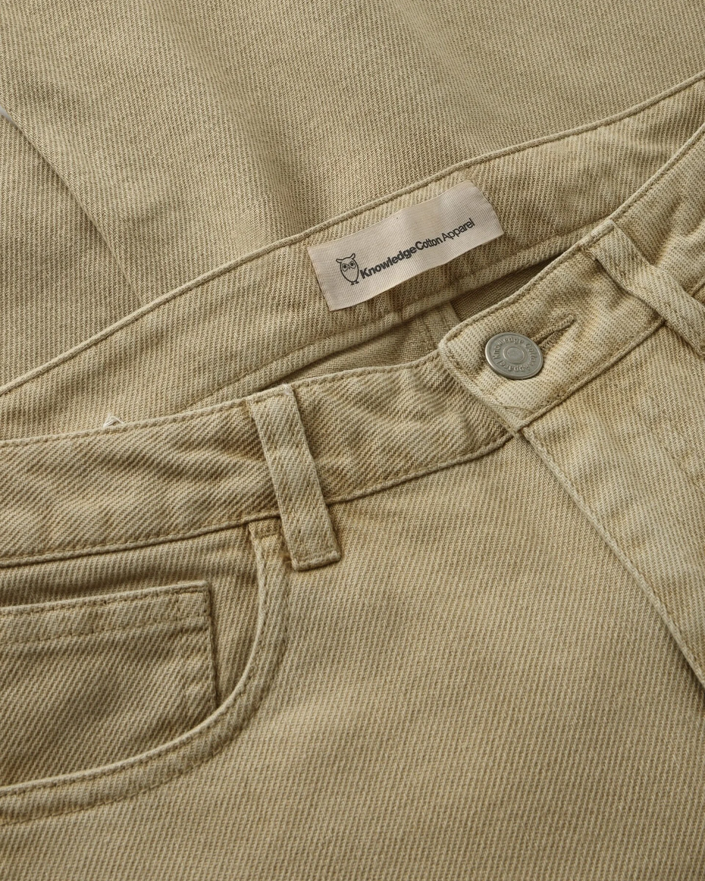 KnowledgeCotton Apparel Damen vegan Hose Stella Slim Twill Beige – Ansicht 2