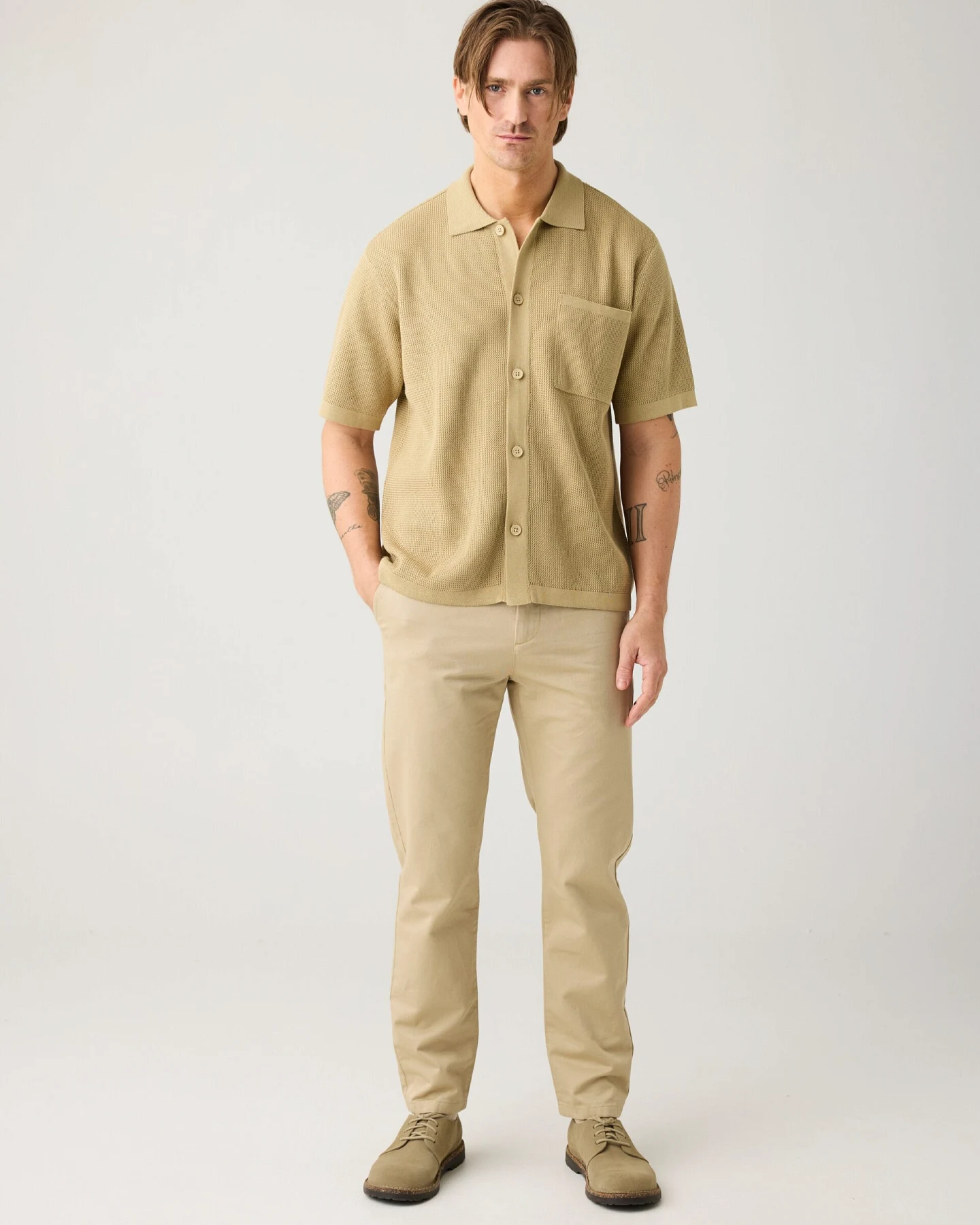 KnowledgeCotton Apparel Herren vegan Chino-Hose Chuck Regular Twill Beige – Ansicht 2