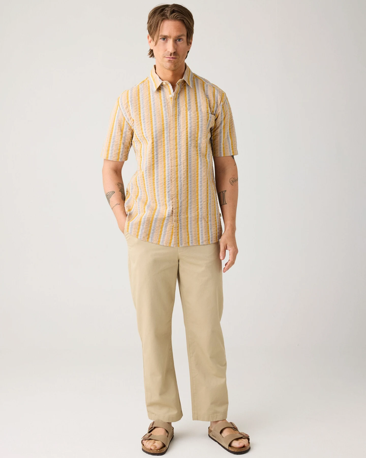 KnowledgeCotton Apparel Herren vegan Chino-Hose Flint Wide Twill Beige – Ansicht 2